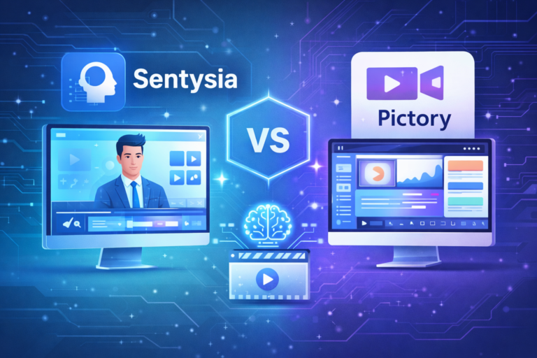 Sentysia vs Pictory: A Comprehensive Review of AI Video Creation Tools.